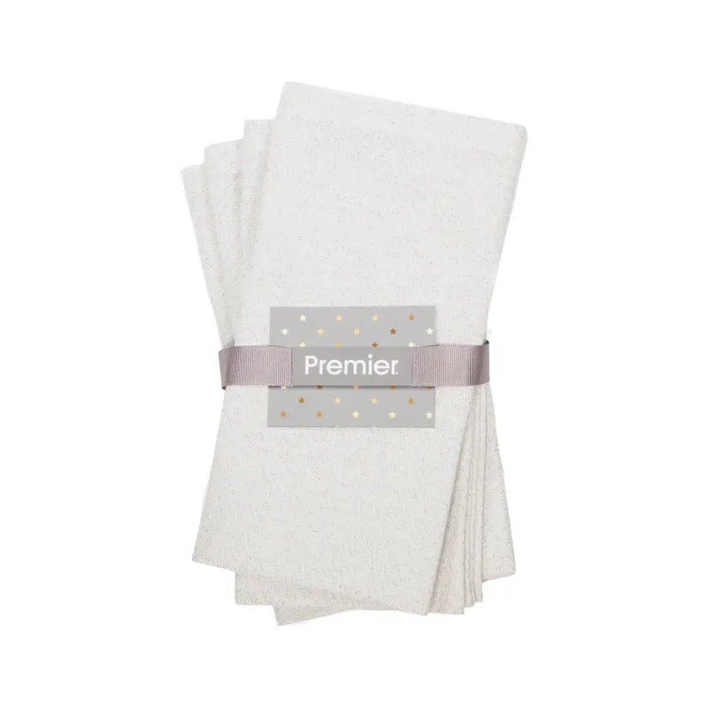 Set of 4 Silver Glittered Lurex Napkins 40x40cm - Christmas