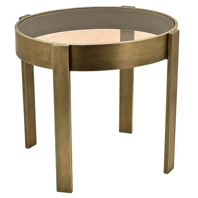 Side Table With Amber Glass 54 x 64 x 59cm - Outdoor Living