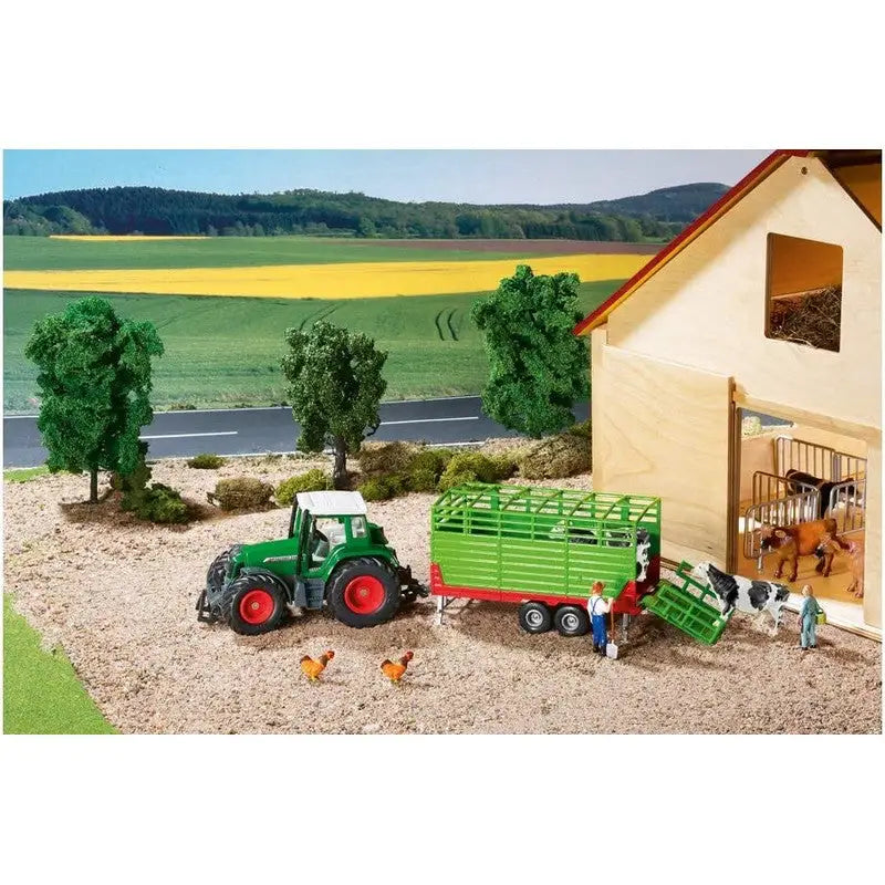 Siku Green Cattle Trailer with 2 Cows 1:32 Scale - Model