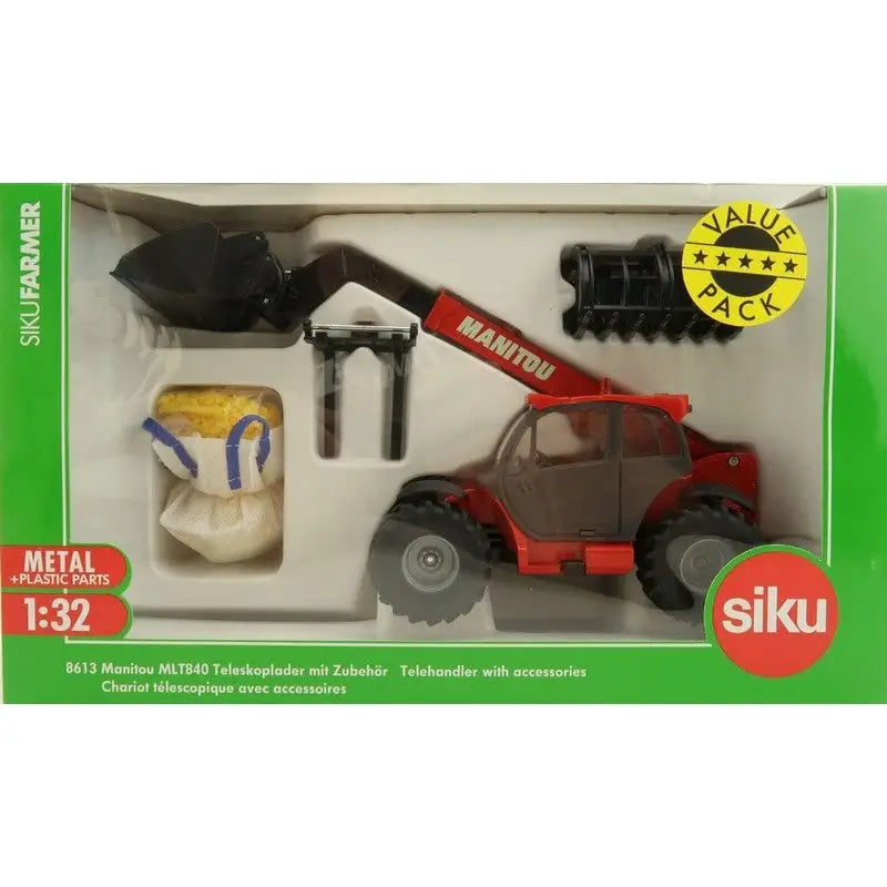 Siku Manitou MLT840 Telehandler with Accessories - Farm Toys