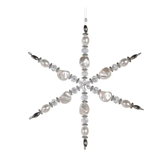 Silver And Faux Pearl Snowflake - Seasonal >> Christmas >>