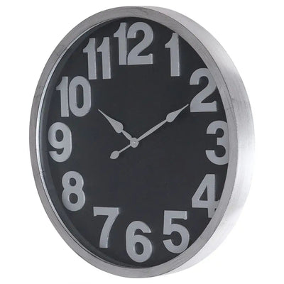 Silver & Black Wall Clock 60cm - Clocks