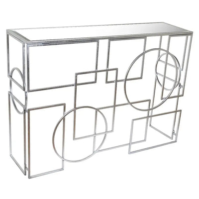 Silver Console With Circles And Squares 110x31x79cm - Tables