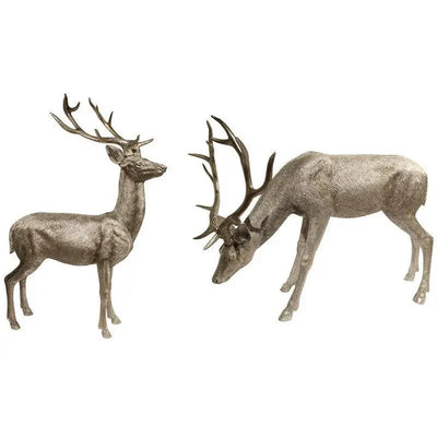 Silver Deer Decorations - Standing & Head Down Designs