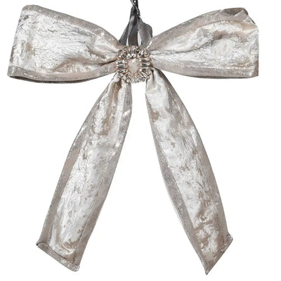 Silver Fabric Bow Tie Back - Christmas