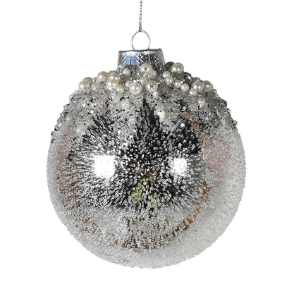 Silver Pearl Glass Bauble - Seasonal & Holiday Decorations