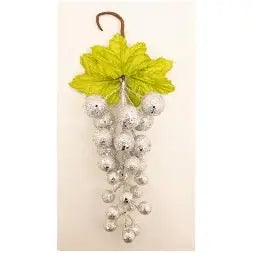 Silver Sparkle Berry Bunch / Pick 22cm - Seasonal & Holiday