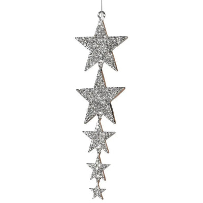 Silver Star Droplet Bauble - Seasonal & Holiday Decorations