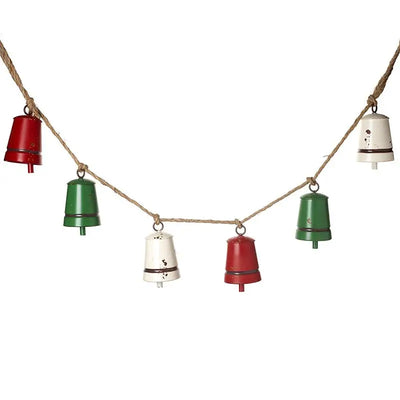 Small Metal Rustic Hanging Bells Garland 137cm - Seasonal