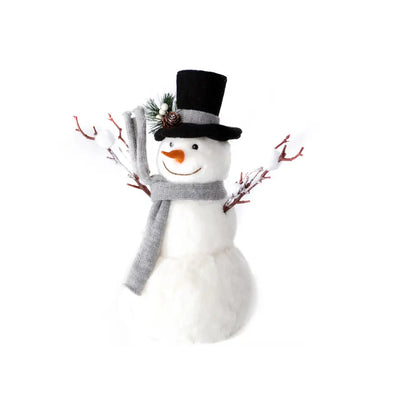 Small Snowman With Grey Scarf 34cm - Seasonal & Holiday