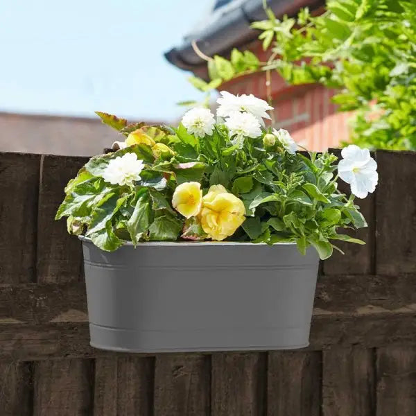 Smart Garden 12 Inch Fence & Balcony Hanging Pot - Slate -