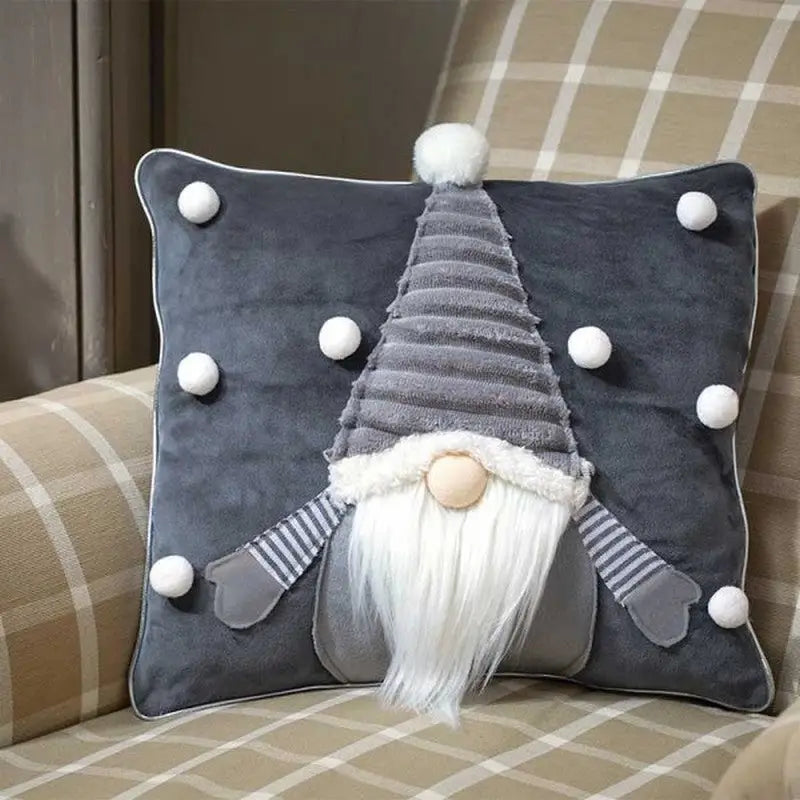 Smart Garden Christmas Gonk Bobble Cushion - Red Grey & Navy