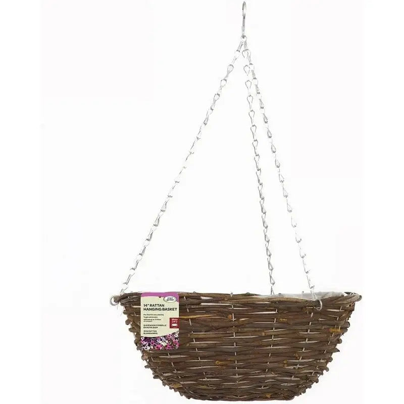 Smart Garden Rattan Flower Hanging Basket - 14 Inch -