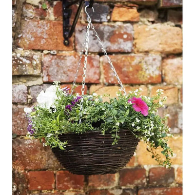 Smart Garden Rattan Flower Hanging Basket - 14 Inch -