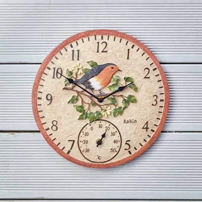 Smart Garden Robin Outdoor Wall Clock & Thermometer 12