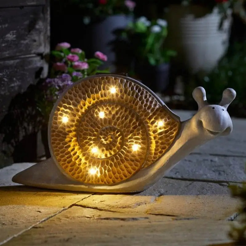Smart Garden Solar Powered Wood Stone In-Lit Snail