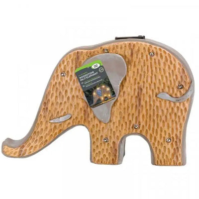 Smart Garden Wood Stone In-Lit Elephant - Garden Decor
