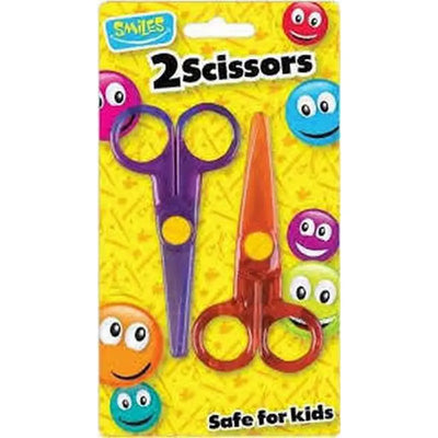 Smiles Kids Scissors Assorted Colours - 2 pack - Stationary