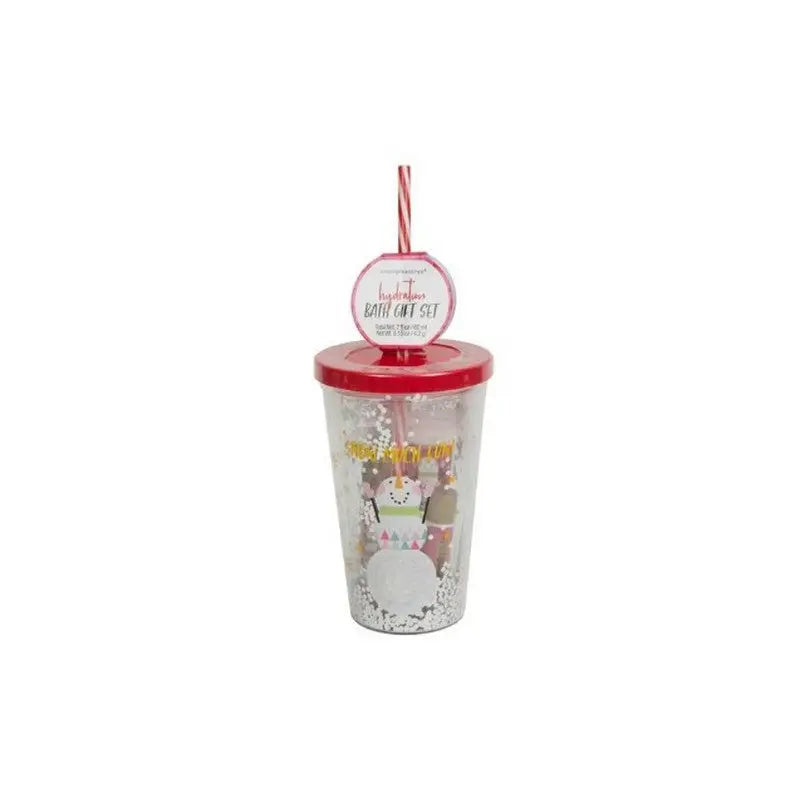 Snow Much Fun Red Insulated Cup & Straw Bath Set - Christmas