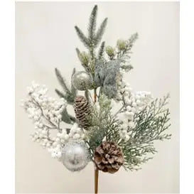 Snowberry & Bauble Stem 55cm - Christmas >> Picks Flowers