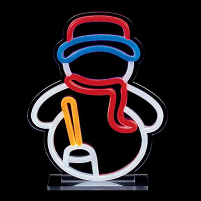 Snowman Design Table Top Lit Neon Sign 25cm - Seasonal >>