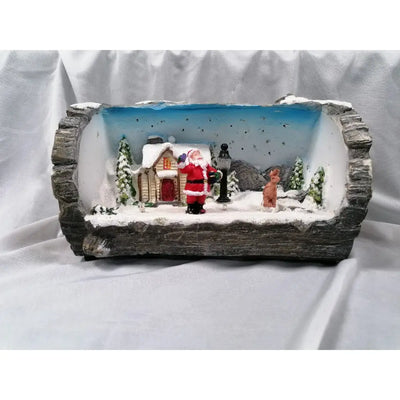Snowtime Battery Operated Christmas Log House With Santa