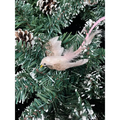 Soft Pink With Gold Glitter Little Bird Clip On - Christmas