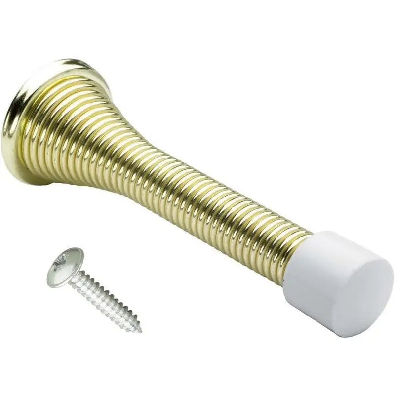 Spring Door Stop 75mm Nickel / Brass Plated With Fixings