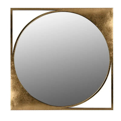 Square Framed Circular Mirror - 81cm - Mirror