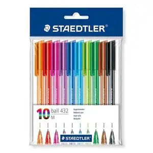 Staedtler Assorted Coloured Ballpoint Pens - 10 Pack - Toys