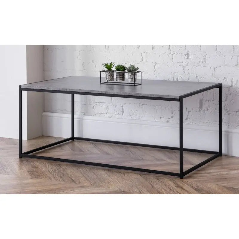 Staten Concrete Effect Coffee Table - 60cm x 110cm x 45cm -