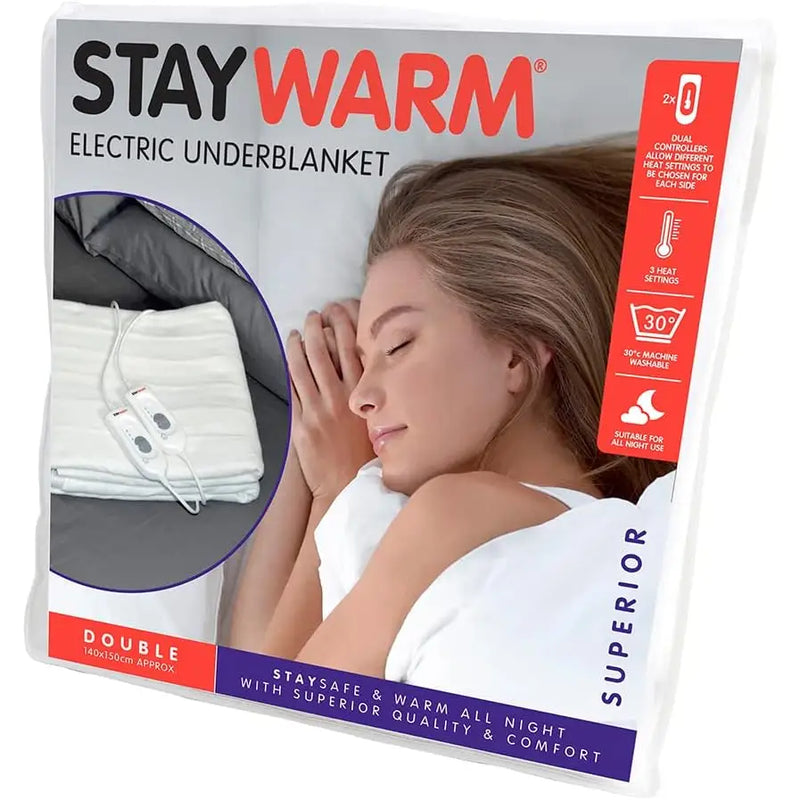 StayWarm Electric Blanket Double 140x150cm (Dual Control)