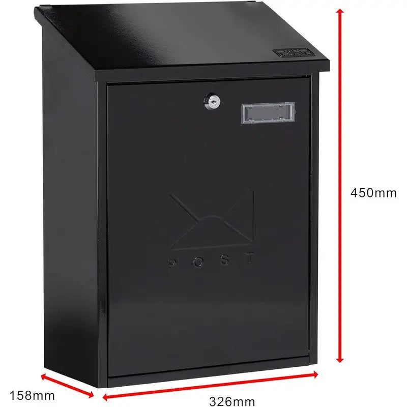 Sterling Burg Wachter Grand Postbox Galvanised Steel Black