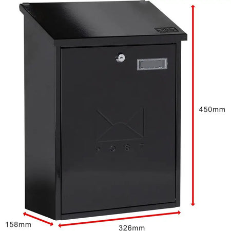 Sterling Burg Wachter Grand Postbox Galvanised Steel Black