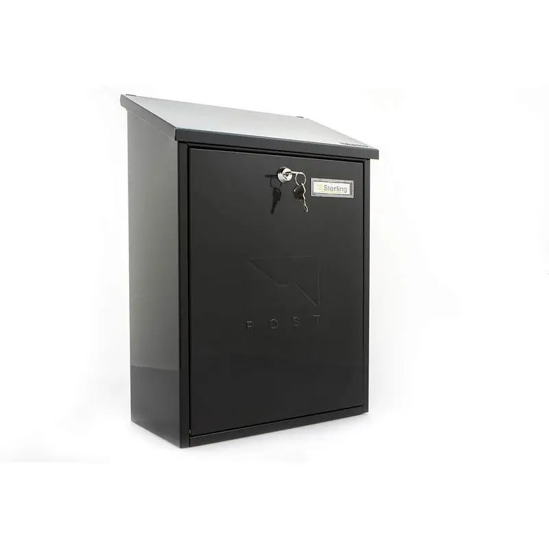 Sterling Burg Wachter Grand Postbox Galvanised Steel Black
