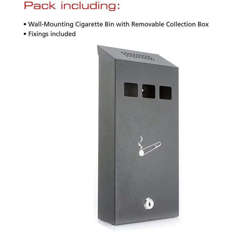 Sterling Cigarette Bin Wall Mounted 147x323x60mm - Black -