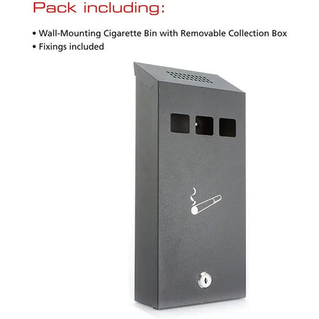 Sterling Cigarette Bin Wall Mounted 147x323x60mm - Black -