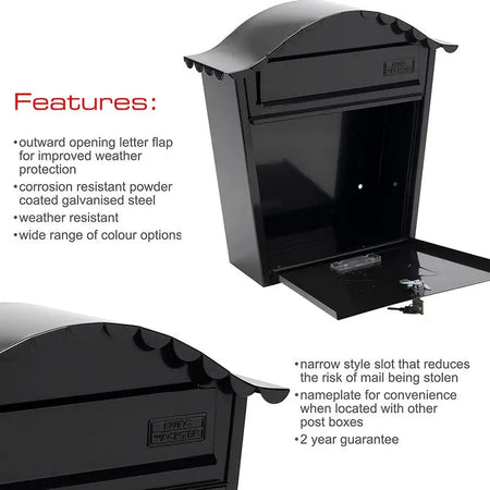 Sterling Classic Post Box With Bowed Roof Wall Mounted -