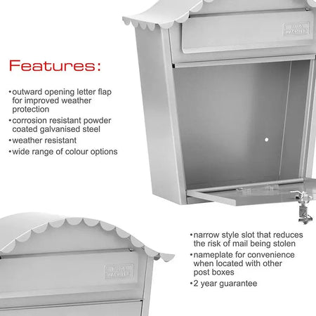 Sterling Classic Post Box With Bowed Roof Wall Mounted -