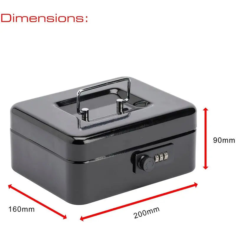 Sterling Combination Lock Cash Box 200 x 160 x 90mm - Black