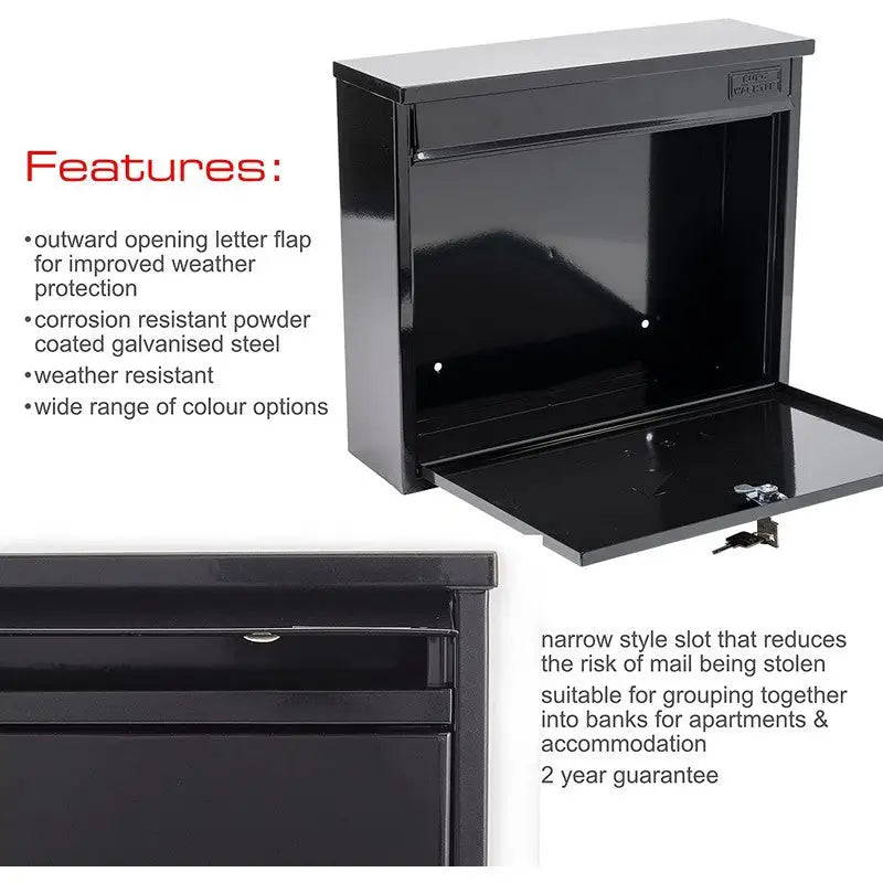 Sterling Elegance Post Box With Lift Up Lid Wall Mounted -