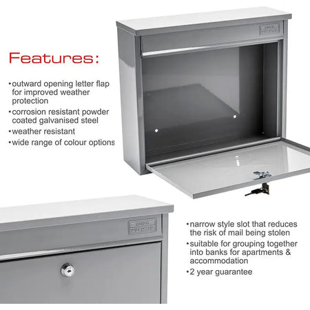 Sterling Elegance Post Box With Lift Up Lid Wall Mounted -