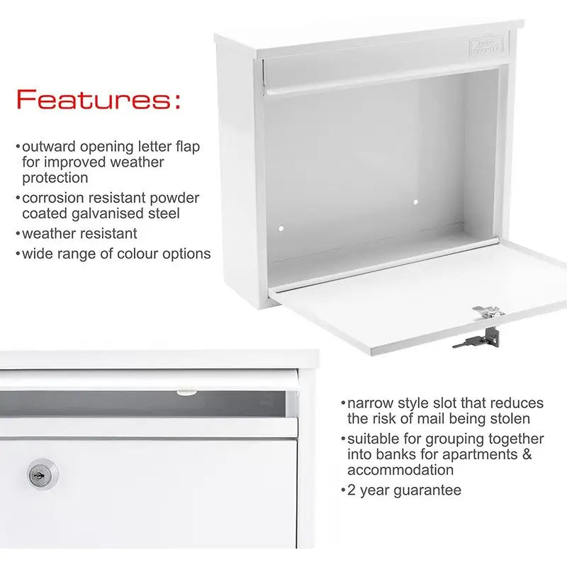 Sterling Elegance Post Box With Lift Up Lid Wall Mounted -