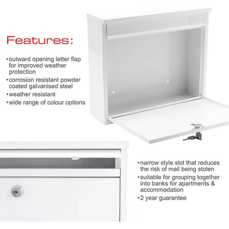 Sterling Elegance Post Box With Lift Up Lid Wall Mounted -