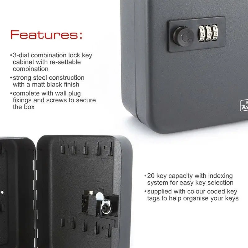 Sterling Key Cabinet Storage Box Wall Mounted - 20 Hooks -