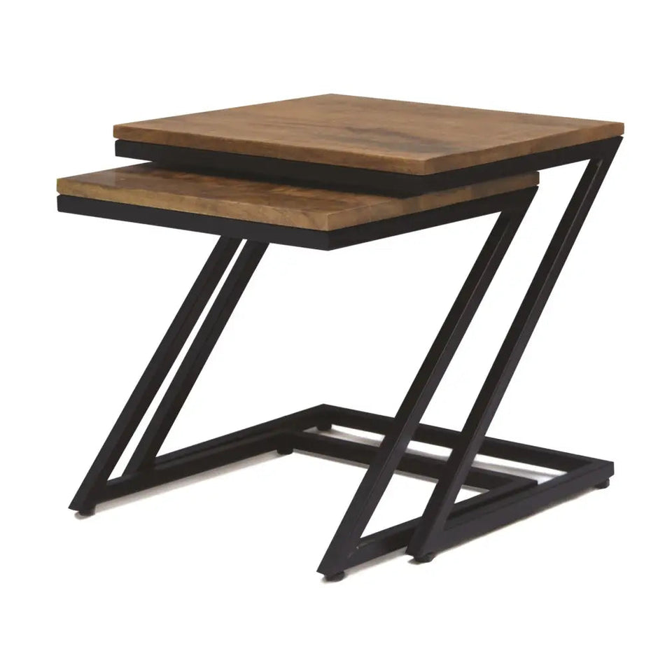 Straits Mango Wood Set 2 Nest Of Tables 45/30cm - Homeware