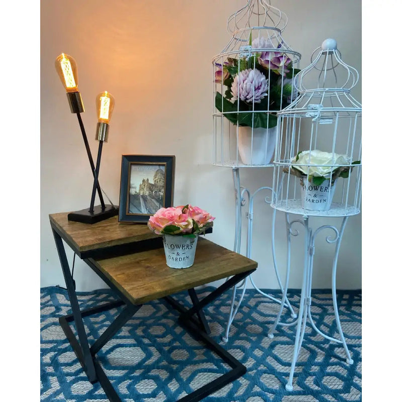 Straits Mango Wood Set 2 Nest Of Tables 45/30cm - Homeware