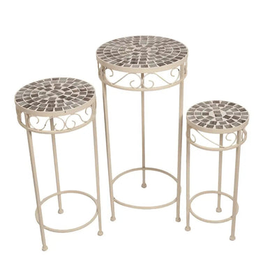 Straits Set of 3 Canterbury Mosaic Plant Stands / Tables
