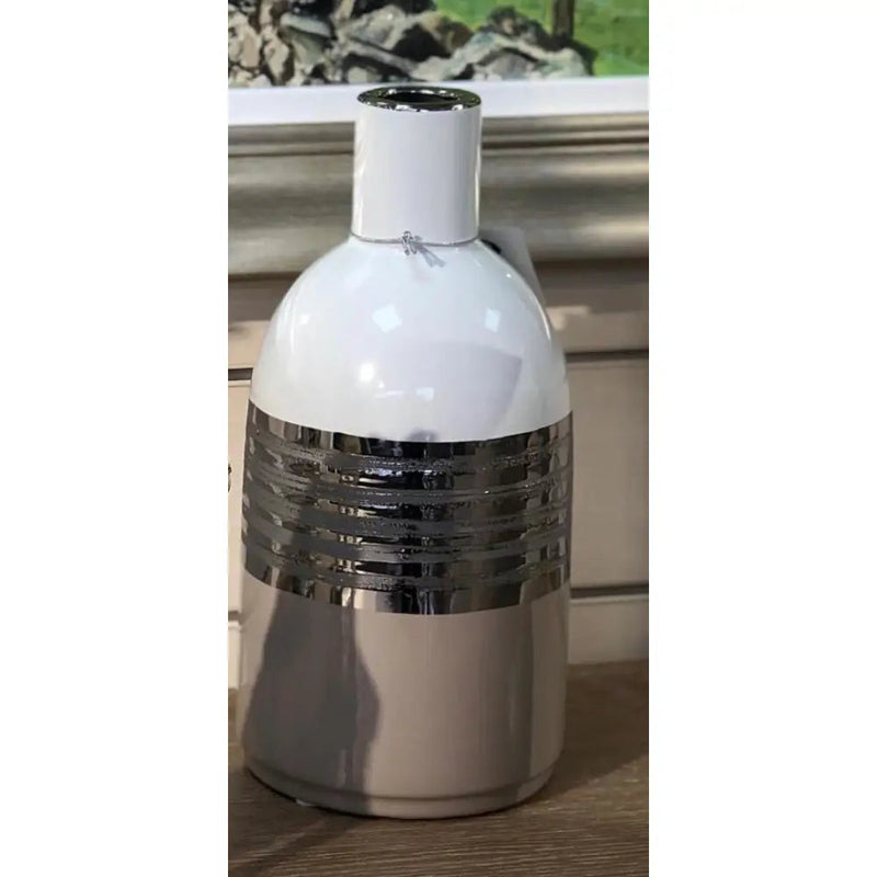 Straits White & Taupe Squat Vase 26cm - Homeware