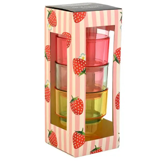 Strawberries & Cream Stacking Tumblers Reusable Set of 4